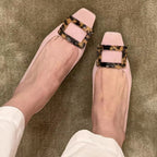 Damen Ballerinas mit quadratischem Zehenbereich und modischem Kastenschließe R&B