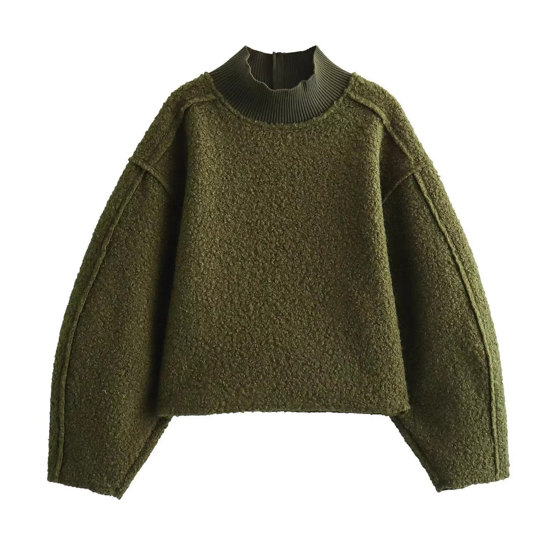 Damen Grobstrickpullover mit hohem Kragen R&B