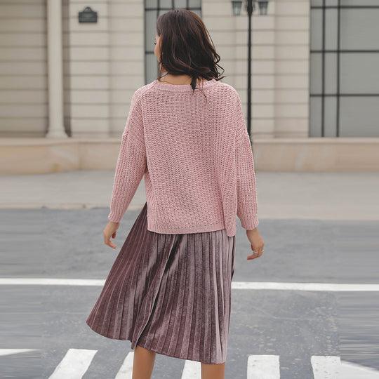 Damen Grob gestrickter Pullover mit lässigem Schnitt und strukturiertem Design R&B