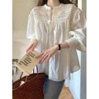 Damen bestickte Knopfleistenbluse