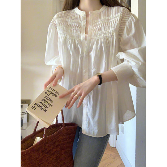 Damen bestickte Knopfleistenbluse R&B