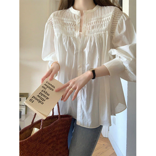Damen bestickte Knopfleistenbluse R&B