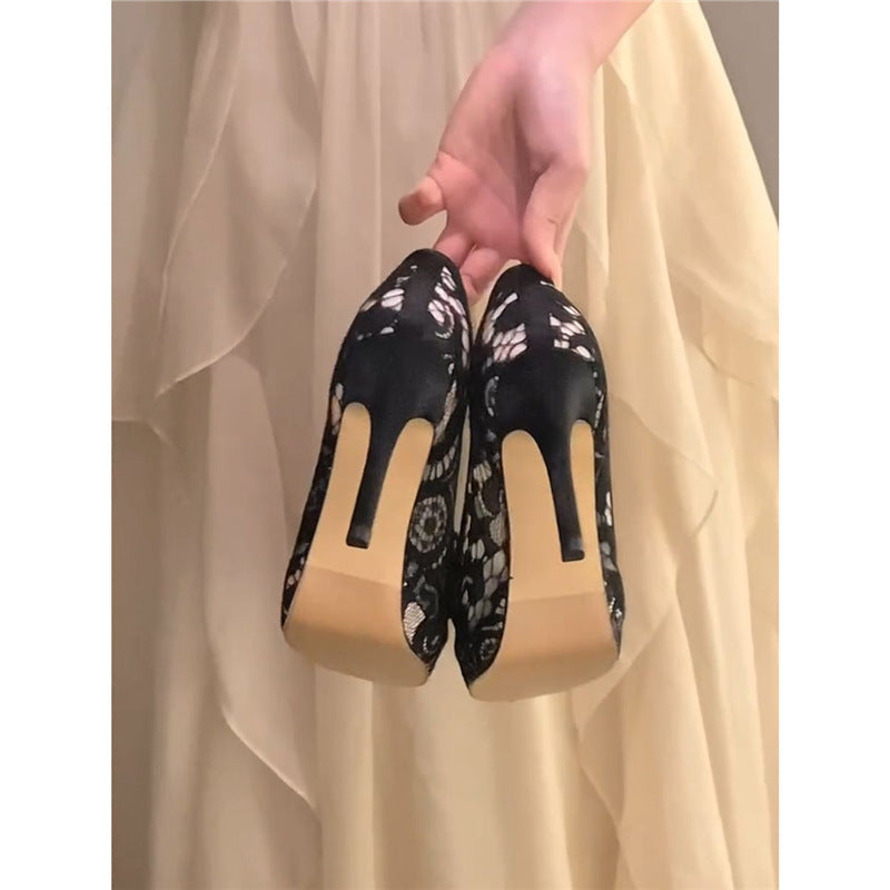 Damen elegante Spitzenschuhe mit Schleifenakzenten R&B