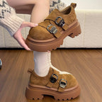 Damen modische Schnürschuhe mit klobiger Gummisohle und auffälligen Schnallen R&B