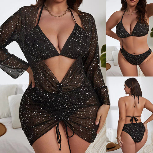 Damen Strandkleid mit gebundenem Ausschnitt und transparentem Design R&B