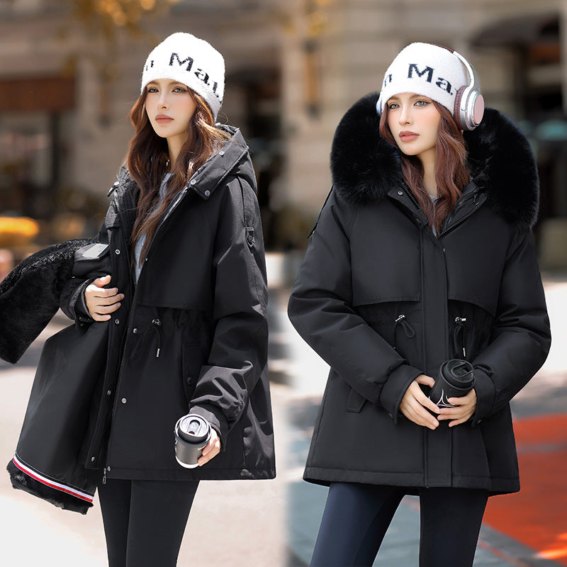 Damen Winterjacke mit abnehmbarem Kunstfellkragen R&B