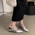 Damen elegante Slip-On Pantoletten mit verstellbarem Riemchen und komfortablem Fußbett R&B