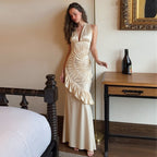 Damen Elegantes Maxikleid mit asymmetrischem Schnitt und raffinierten Drapierungen R&B