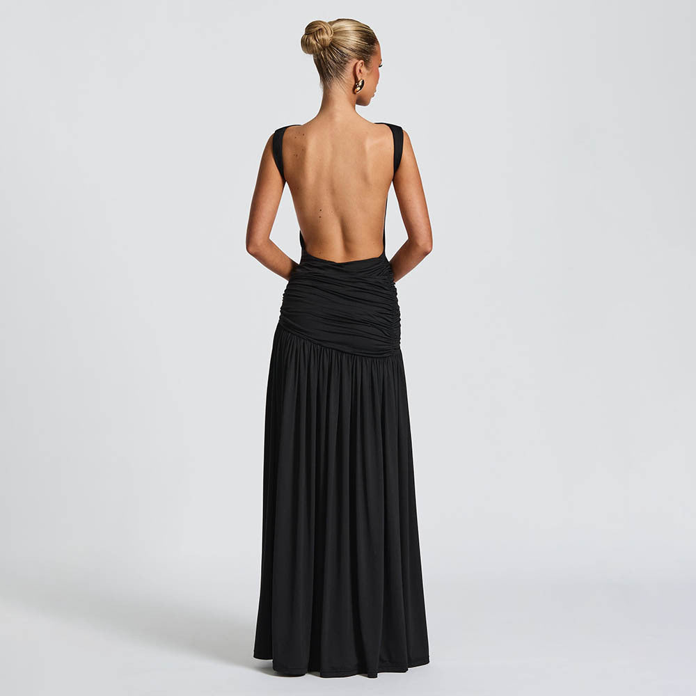 Damen Elegantes Maxikleid mit tailliertem Oberteil und einzigartiger Drapierung R&B
