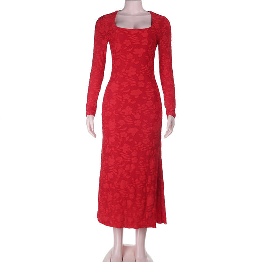 Damen elegantes Maxikleid mit modischem Blumenmuster und raffinierten Langarmdetails R&B