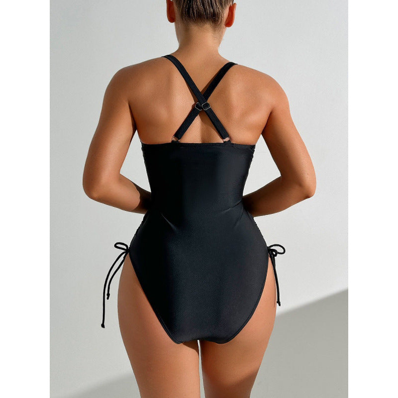 Damen Einteiler Badeanzug mit buntem Quasten-Detail R&B