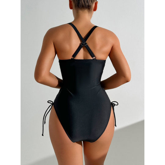 Damen Einteiler Badeanzug mit buntem Quasten-Detail R&B