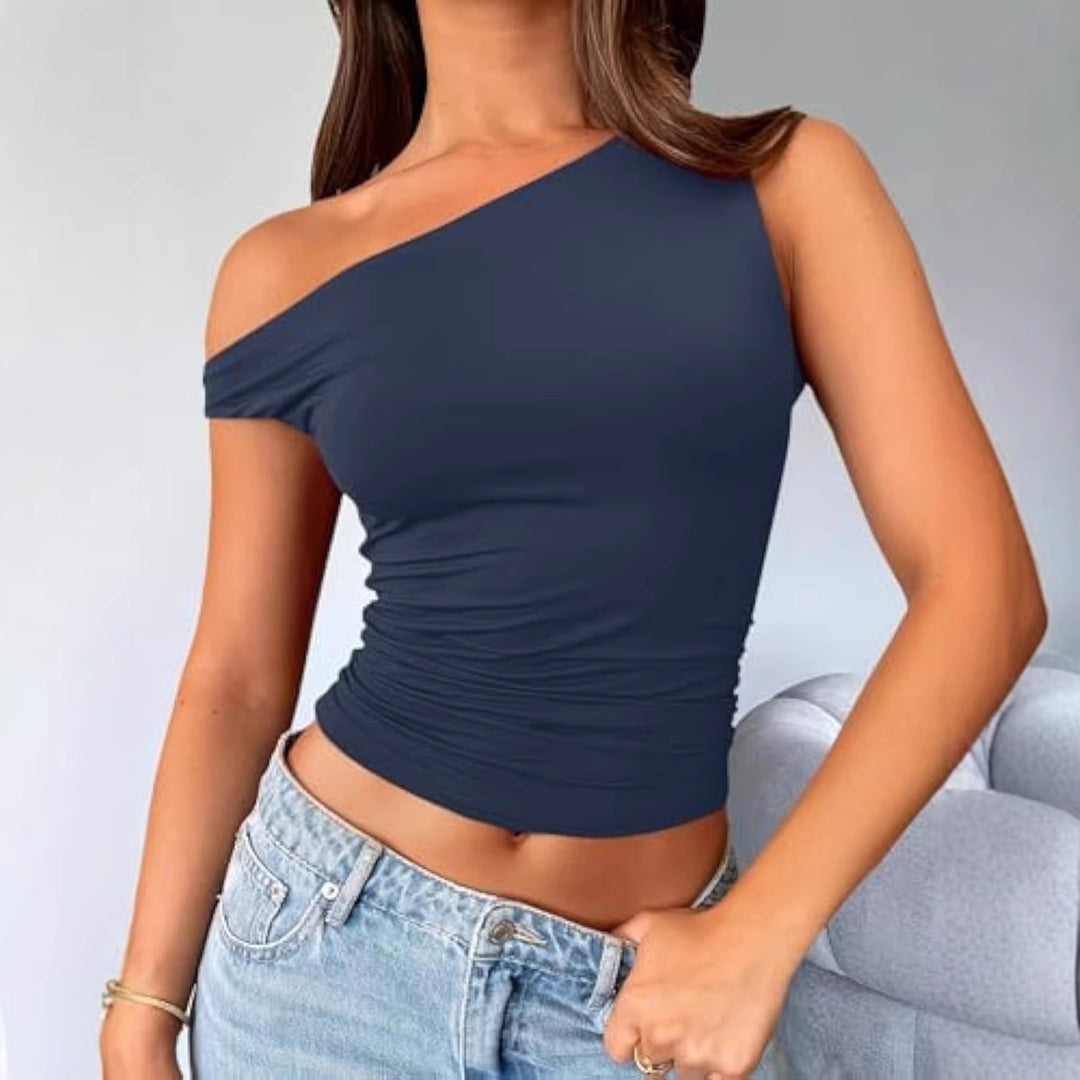 Damen asymmetrisches Oberteil mit Raffung R&B