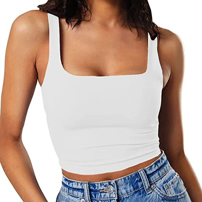 Damen Crop-Top mit quadratischem Ausschnitt und schmalem Schnitt R&B