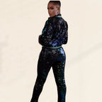 Damen Glitzerndes Sportanzug-Set mit trendigen Streifen R&B