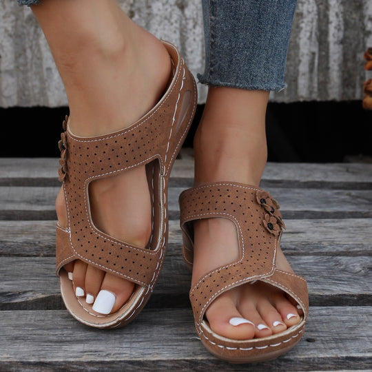 Damen modische Komfortsandalen mit floralem Design R&B