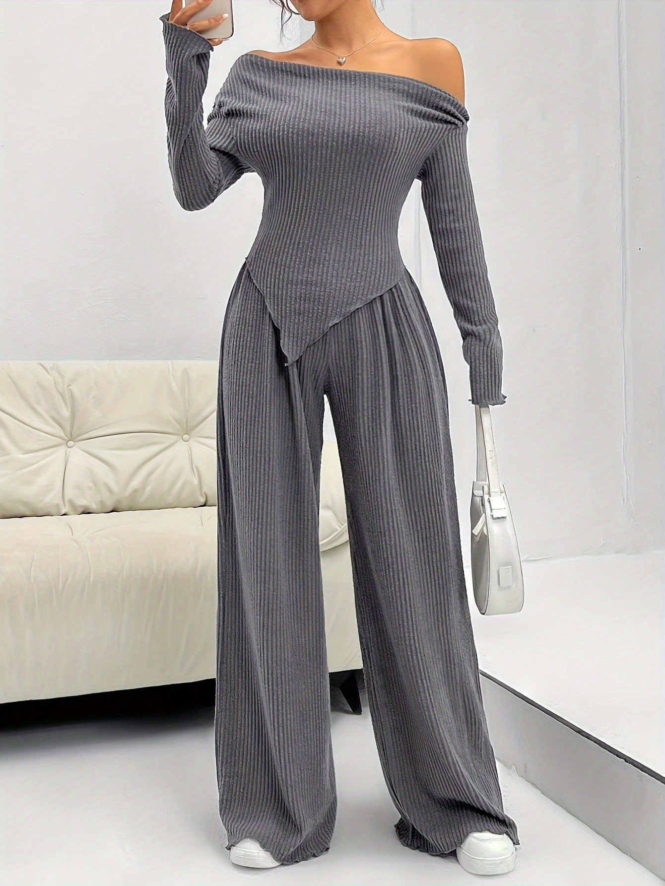 Damen trendiger Jumpsuit mit Off-Shoulder-Design