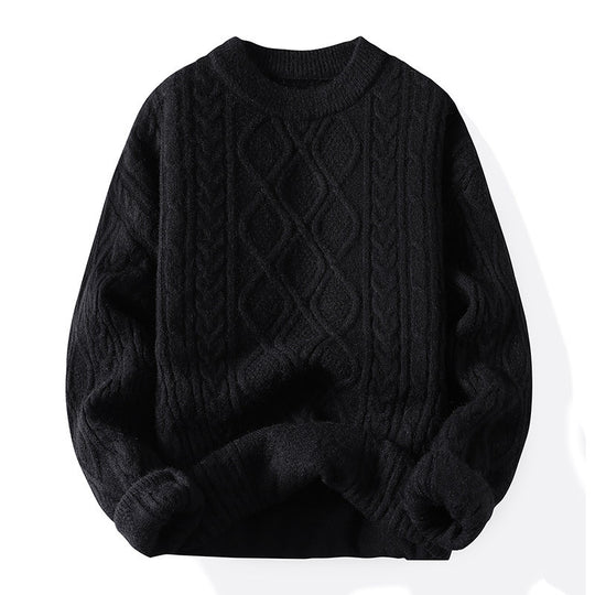 Damen Grobstrickpullover mit zeitgemäßem Zopfmuster und klassischem Rundhalsausschnitt R&B