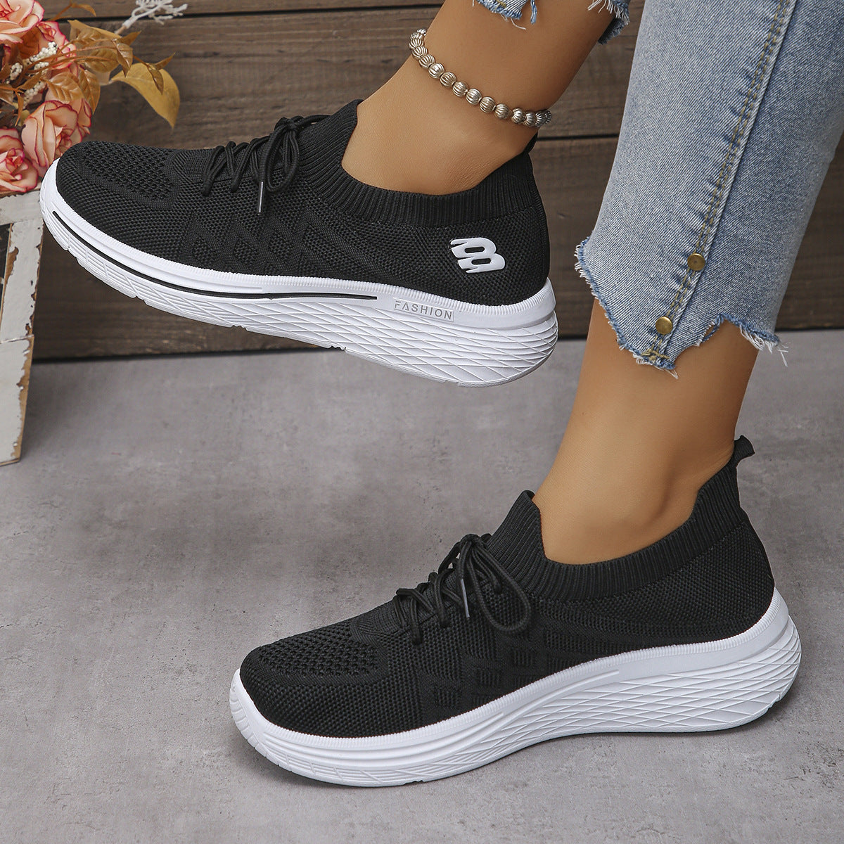 Damen Sportliche Sneakers mit elastischem Kragen und atmungsaktiver Mesh-Oberfläche R&B