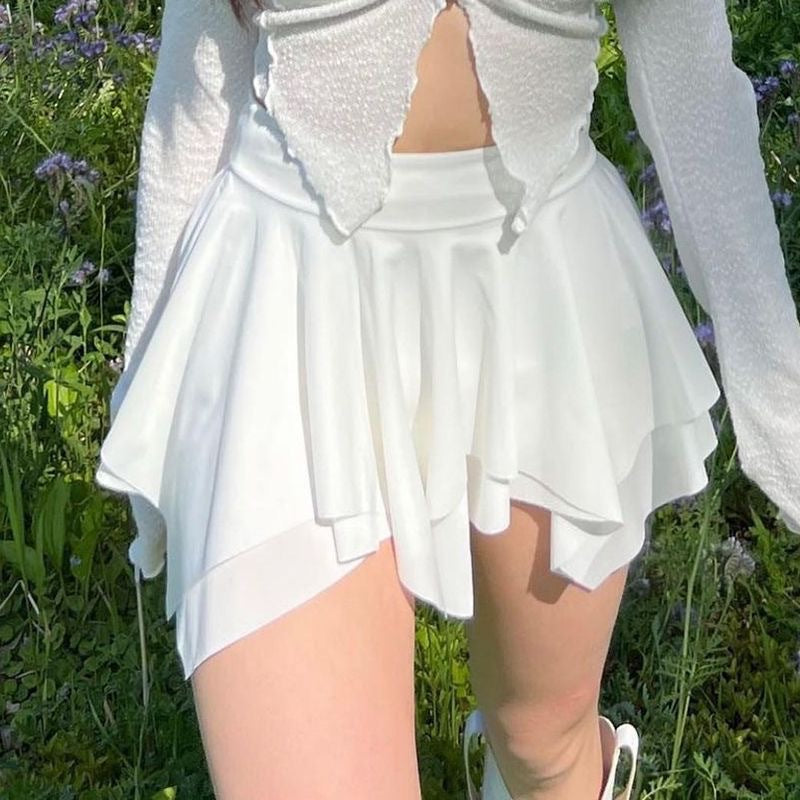 Damen stylischer asymmetrischer Rock mit voluminösen Falten R&B