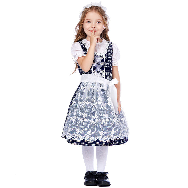 Damen nan traditionelles Dirndlkleid mit Spitzenbluse und bestickter Tüllschürze R&B