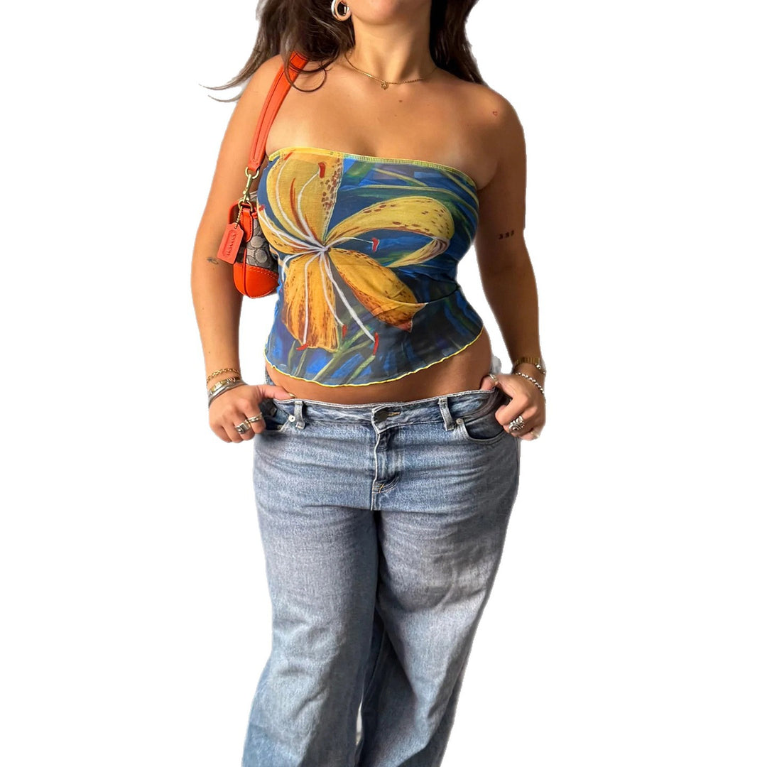 Damen vielseitiges Halstuch mit floralem Design und elastischem Abschluss R&B