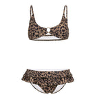 Damen Bikini-Set mit Rüschendetails und Leopardenmuster R&B