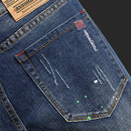 Herren Ripped Denim-Jeans mit kontrastierenden Details und schmalem Schnitt R&B
