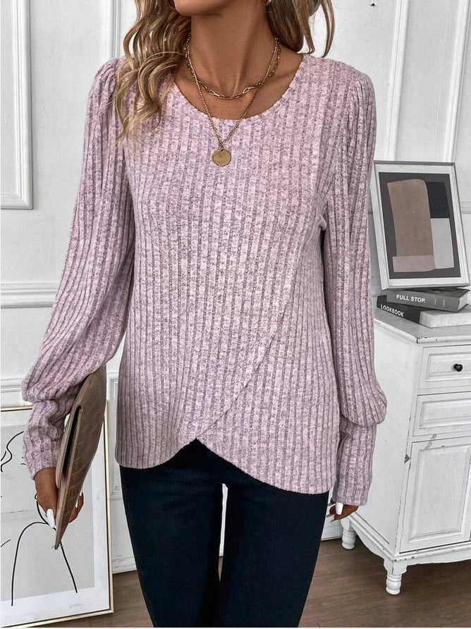Damen Strickpullover mit raffiniertem Wickeldesign R&B