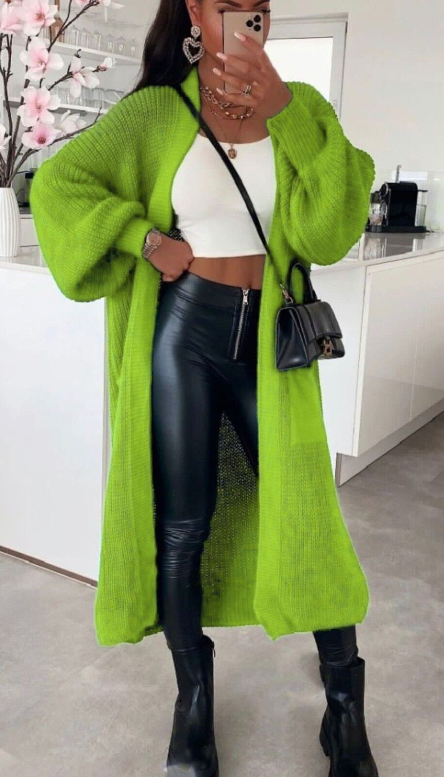 Damen Langstrickjacke mit grober Maschenstruktur und praktischen Taschen R&B