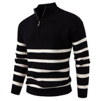 Herren Strickpullover mit halbem Reißverschluss und modernem Streifen-Design