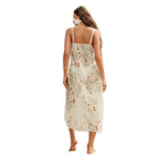 Damen elegantes transparentes Strandkleid mit floralen Häkelverzierungen R&B