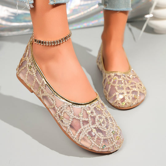 Damen Dekorative Ballerinas mit funkelndem Strass R&B