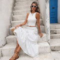 Damen Sommerliches Maxi-Kleid mit floralen Akzenten und tailliertem Bund R&B