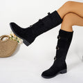 Damen Modische Stiefel mit dekorativen Schnallen und komfortablem Blockabsatz