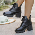 Damen Schnürstiefeletten mit robustem Blockabsatz und rutschfester Sohle R&B
