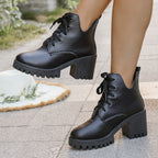 Damen Schnürstiefeletten mit robustem Blockabsatz und rutschfester Sohle R&B