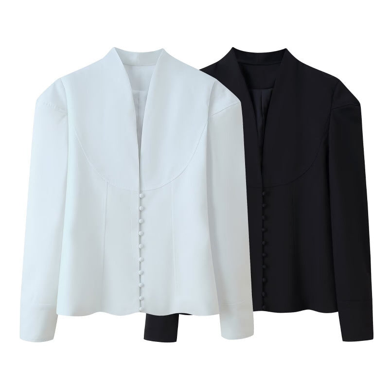 Damen Blazerjacke mit klassischem Kragen und eleganten Knopfdetails R&B