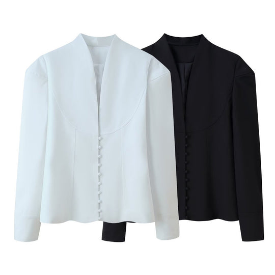 Damen Blazerjacke mit klassischem Kragen und eleganten Knopfdetails R&B