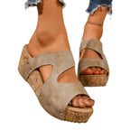 Damen Wedge-Pantoletten mit modischem Korkelement und verstellbarem Riemendesign R&B