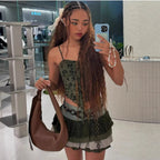 Damen Spitzentop mit floralen Akzenten und asymmetrischem Schnitt R&B
