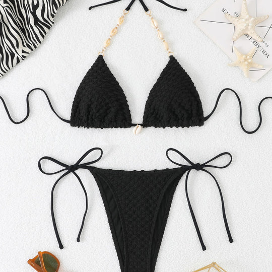 Damen Triangel-Bikini mit Struktur und verstellbaren Bändern R&B