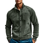 Herren stylische Kordjacke mit verstellbarem Kragen und praktischen Brusttaschen R&B