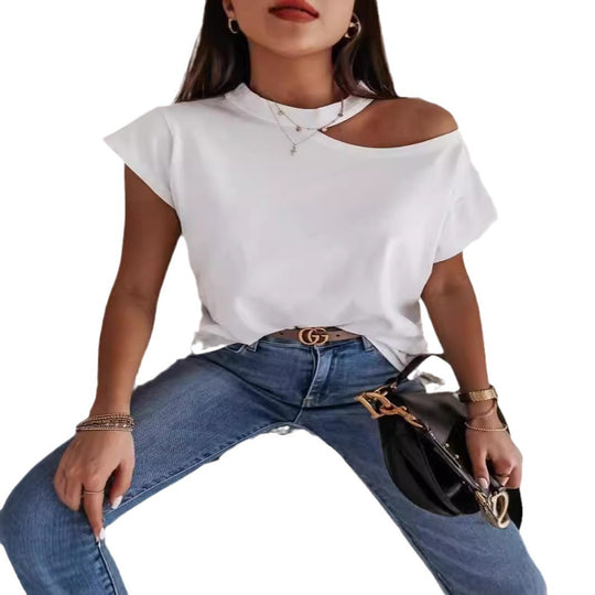 Damen Off-Shoulder T-Shirt mit modernem Schnitt und bequemen Ärmeln R&B