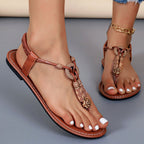 Damen Zehentrenner-Sandalen mit dekorativem Anhänger und rutschfester Sohle R&B