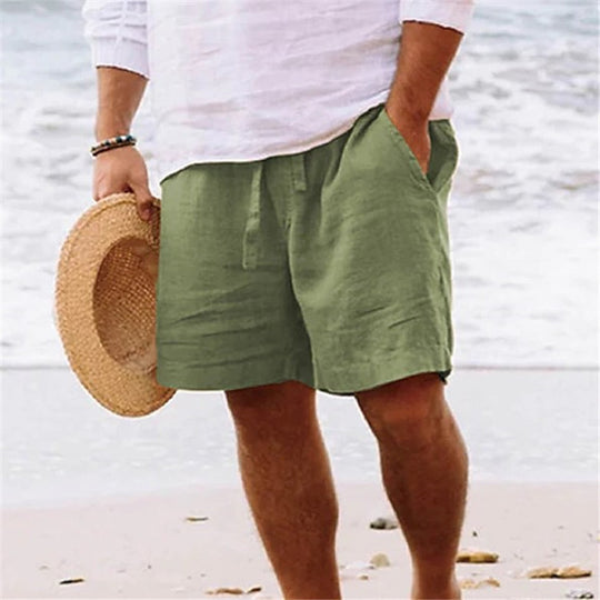 Herren luftige Leinen-Shorts mit elastischem Bund und praktischen Seitentaschen R&B