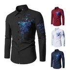 Herren Langarmhemd mit floralem Stickdesign R&B