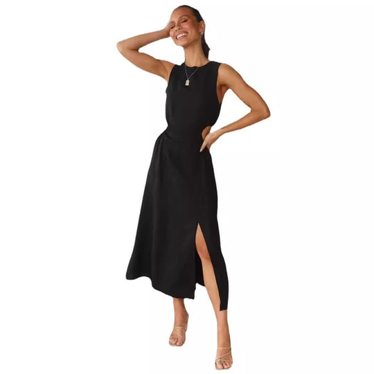 Damen Maxikleid mit raffiniertem Wickeldesign und hohem Schlitz R&B