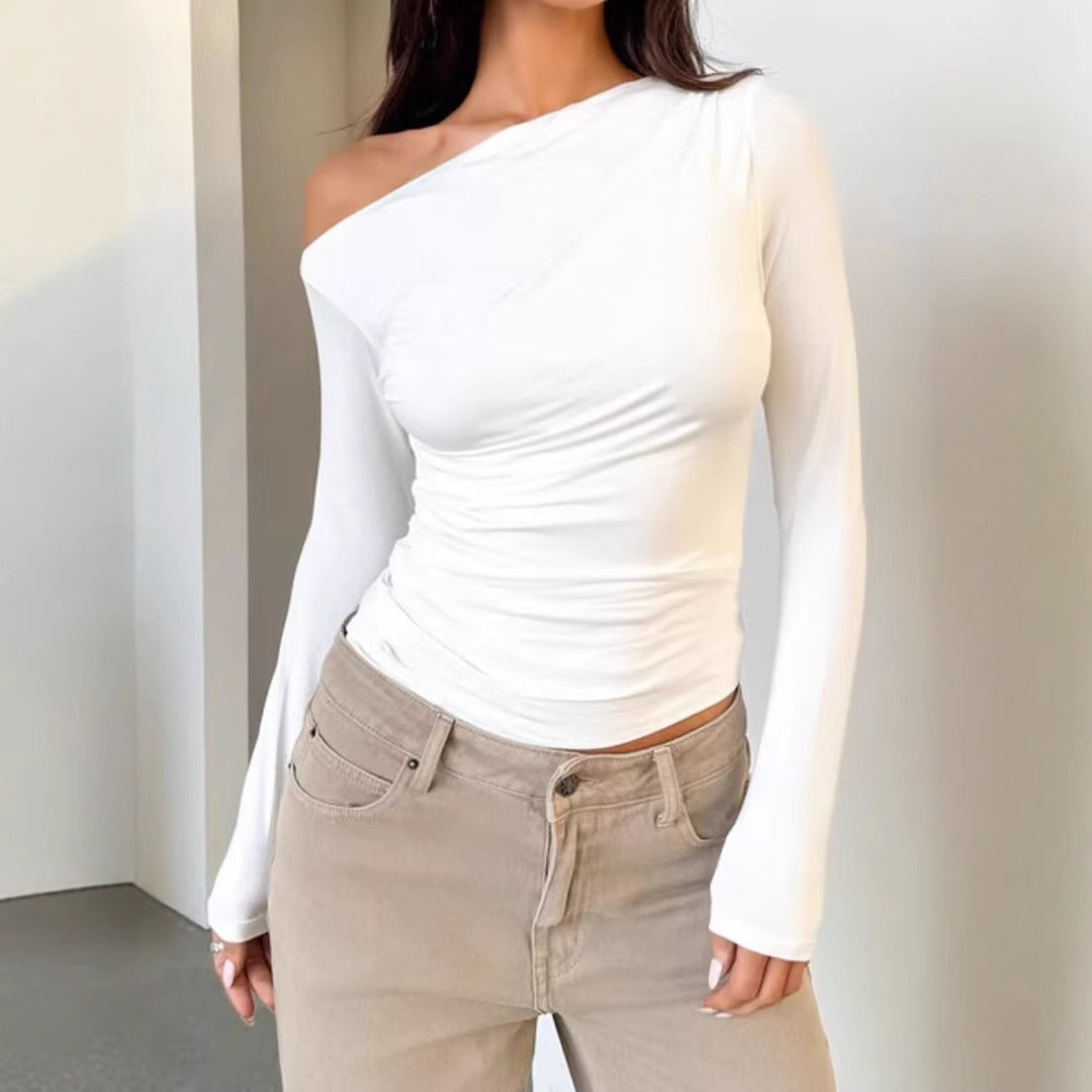 Damen Asymmetrisches Langarmshirt mit elegantem Schnitt und figurformendem Design R&B