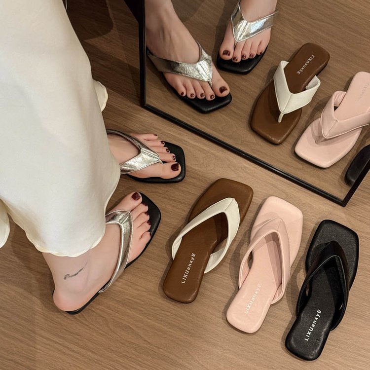 Damen elegante Zehentrenner-Sandalen mit gepolstertem Fußbett R&B